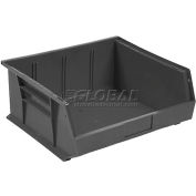 Global Industrial Plastic Stack & Hang Bin, 11"W x 10-7/8"D x 5"H, Black - Pkg Qty 6