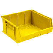 Global Industrial™ Plastic Stack & Hang Bin, 11"W x 10-7/8"D x 5"H, Yellow - Pkg Qty 6