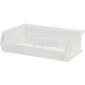 Global Industrial Plastic Stack & Hang Bin, 16-1/2"W x 10-7/8"D x 5"H, Clear - Pkg Qty 6