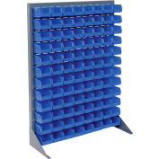 Global Industrial Singled Sided Louvered Bin Rack 35 x 15 x 50 - 96 Blue Premium Stacking Bins