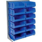 Global Industrial Singled Sided Louvered Bin Rack 35 x 15 x 50 - 12 Blue Premium Stacking Bins
