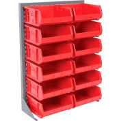 Global Industrial Singled Sided Louvered Bin Rack 35 x 15 x 50 - 12 Red Premium Stacking Bins