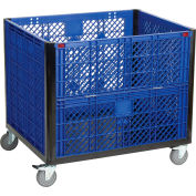Global Industrial Easy Assembly Vented Wall Container - Drop Gate/Casters 39-1/4x31-1/2x34 OH