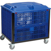Global Industrial Collapsible Vented Wall Bulk Container Drop Gate Lid Caster 39-1/4x31-1/2x29