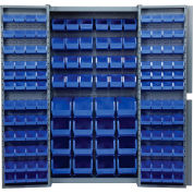 Global Industrial Bin Cabinet Deep Door - 136 Blue Bins, 16-Gauge Unassembled Cabinet 38x24x72