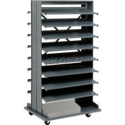 Global Industrial 16 Shelf Double-Sided Mobile Pick Rack - 64 Yellow Plastic Shelf Bins 8"W