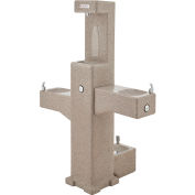 Global Industrial Outdoor Bottle Filler w/Bi-Level Fountain & Pet Station, Rotocast Granite