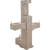 Global Industrial Outdoor Bottle Filler & Fountain w/ Pet Station & Filter, Rotocast Granite
