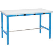 Global Industrial™ 96 x 36 Adjustable Height Workbench - Power Apron, Laminate Square Edge Blue