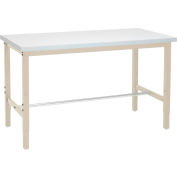 Global Industrial 60x30 Adjustable Height Workbench Square Tube Leg - Laminate Square Edge Tan