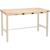 Global Industrial™ 72 x 30 Adjustable Height Workbench - Power Apron, Maple Square Edge Tan