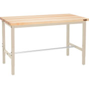 Global Industrial 72 x 30 Adjustable Height Workbench Square Tube Leg - Maple Square Edge Tan