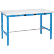 Global Industrial™ 72 x 36 Adjustable Height Workbench - Power Apron, Laminate Safety Edge Blue