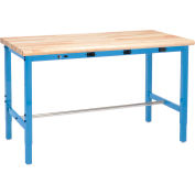 Global Industrial™ 48 x 30 Adjustable Height Workbench - Power Apron, Maple Safety Edge Blue