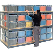 Record Storage Rack 96"W x 48"D x 60"H With Polyethylene File Boxes - Gray