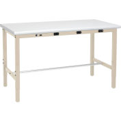 Global Industrial 72 x 36 Adjustable Height Workbench - Power Apron, ESD Safety Edge Tan