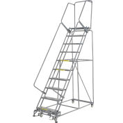 Perforated 24"W 11 Step Steel Rolling Ladder 21"D Top Step W/Handrails!! NEW 