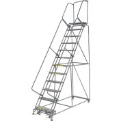 Perforated 24"W 11 Step Steel Rolling Ladder 21"D Top Step W/Handrails!! NEW 