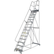 Perforated 24"W 15 Step Steel Rolling Ladder 21"D Top Step - FS154021P