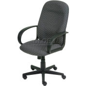 Interion® Office Chair with Fixed Arms - Designer Fabric - High Back - Gray