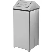 Genuine Joe 30-Gallons Silver Steel Commercial Touchless Kitchen Trash Can  with Lid Indoor in the Trash Cans department at