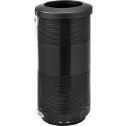 Global Industrial 20 Gallon Perforated Steel Receptacle w/ Flat Lid - Black