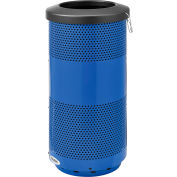 Global Industrial 20 Gallon Perforated Steel Receptacle w/ Flat Lid - Blue