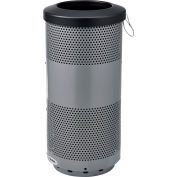 Global Industrial 20 Gallon Perforated Steel Receptacle w/ Flat Lid - Gray