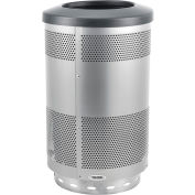 Global Industrial 55 Gallon Perforated Steel Receptacle w/ Flat Lid - Stainless