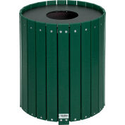 Global Industrial 32 Gallon Round Recycled Plastic Receptacle W/ Liner, Green