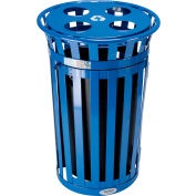 Global Industrial&#153; Outdoor Recycling Can W/Access Door & Multi-Stream Lid, 36 Gal., Blue