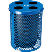 Global Industrial™ Thermoplastic 32 Gallon Mesh Recycling Receptacle w/Multi-Stream Lid - Blue