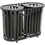 Global Industrial™ Outdoor Slatted Steel Trash Can With Flat Lid, 72 Gallon, Black