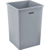 Global Industrial Square Plastic Trash Container, Garbage Can - 35 Gallon Gray