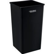 Global Industrial Square Plastic Trash Container, Garbage Can - 50 Gallon Black