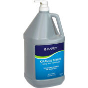 Global Industrial Orange Scrub Heavy Duty Hand Cleaner, Orange Scent,Gallon Pump Bottle-4/Case