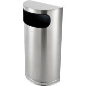 Global Industrial™ Half Round Side Open Trash Can, 9 Gallon, Matte Stainless Steel