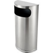 Global Industrial Half Round Side Open Trash Can, 9 Gallon, Matte Stainless Steel