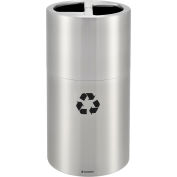 Global Industrial™ Round Multi-Stream Recycling Can, 25 Gallon Total, Satin Aluminum