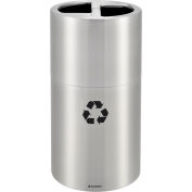 Global Industrial Round Multi-Stream Recycling Can, 25 Gallon Total, Satin Aluminum