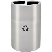 Global Industrial™ Round Multi-Stream Recycling Can, 45 Gallon Total, Satin Aluminum