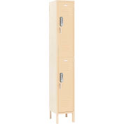 Global Industrial 2-Tier 2 Door Digital Locker, 12"W x 18"D x 36"H, Tan, Assembled