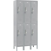Global Industrial 2-Tier 6 Door Digital Locker, 12"W x 18"D x 36"H, Gray, Assembled