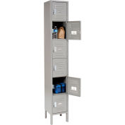 Global Industrial™ Six Tier 6 Door Box Locker, 12"Wx12"Dx12"H, Gray, Assembled