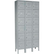 Global Industrial™ Six Tier 18 Door Box Locker, 12"Wx18"Dx12"H, Gray, Unassembled