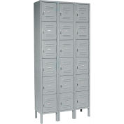 Global Industrial Six Tier 18 Door Box Locker, 12"Wx12"Dx12"H, Gray, Unassembled