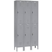 Global Industrial™ Paramount® Double Tier 6 Door Locker, 12"Wx12"Dx36"H, Gray, Unassembled