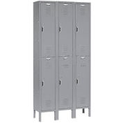 Global Industrial Paramount® Double Tier 6 Door Locker, 12"Wx12"Dx36"H, Gray, Unassembled