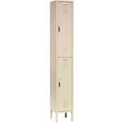 Global Industrial Paramount® Double Tier 2 Door Locker, 12"Wx12"Dx36"H, Tan, Assembled