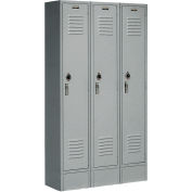 Global Industrial Paramount® Single Tier 3 Door Locker, 12"Wx12"Dx60"H, Gray, Unassembled